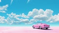 Retro Glamour: Pink Car In The Sky 3d Wallpaper