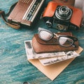 Retro glasses and Old retro camera