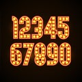 Retro glowing font with yellow lamps eps 10