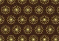 Retro Gold Flower and Gear Pattern on Dark Brown Color Royalty Free Stock Photo