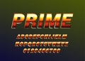 Retro gold metallic font alphabet. Custom typeface template. Font style effect