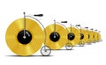 Retro gold vinyl record bicycle