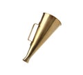 Retro golden metal megaphone on white