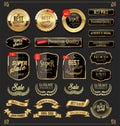 Retro golden ribbons labels and shields vector collection Royalty Free Stock Photo