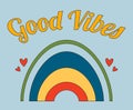 1970-1979 retro Good Vibes slogan in Hippie Style.