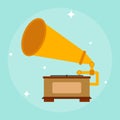 Retro gramophone, gramophone icon, listen to music Royalty Free Stock Photo