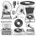 Retro Gramophone Icons Set Royalty Free Stock Photo