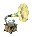 Retro gramophone isolated on white background Royalty Free Stock Photo