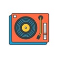 Retro gramophone with music plate top view pop art t shirt print vector cartoon illustration Royalty Free Stock Photo