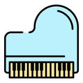 Retro grand piano icon color outline vector