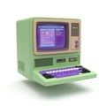 Retro green desktop computer with purple interface Royalty Free Stock Photo