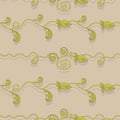 Retro green leaves on branches. Seamless pattern Royalty Free Stock Photo