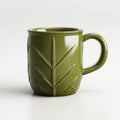 Retro Green Mug With Leaf Design - 3d Hard Surface Modeling