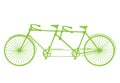 Retro green silhouette tandem bicycle isolated on a white background. Vector.