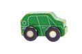 Retro green wooden car toy model isolated on white Royalty Free Stock Photo