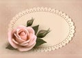 Retro greeting card with pink rose.