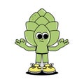 Retro groovy cartoon character vegetable Artichoke. Vintage funny mascot sticker with psychedelic smile and emotion