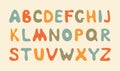 Retro groovy font. Vector hipster 70s styled decorative alphabet letters. Vintage typeface