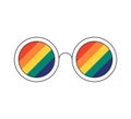 Retro groovy framed by rainbow sunglasses. Vintage hippie funky cartoon round glasses. Hippy style trendy y2k Royalty Free Stock Photo