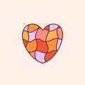 Retro groovy heart, with distorted checks