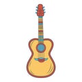 Retro groovy hippie guitar. Colorful cartoon psychedelic 60s, 70s style.