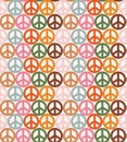 Retro 1970 Groovy Peace sign ,Seamless Pattern Hand-Drawn Vector Illustration. Seventies Style, Groovy Peace