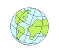 Retro groovy planet Earth. Vintage hippie cartoon globe sticker. Hippy style trendy y2k funky vector isolated