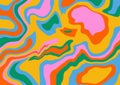 Retro Groovy rainbow background background template. Psychedelic vector illustration.