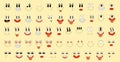Retro groovy style smiley character face set. Hippy crazy emoji collection. Hippie psychedelic smile faces. Positive