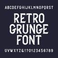 Retro grunge alphabet font. Distressed letters and numbers.