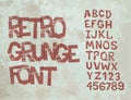 Retro grunge font with alphabet, vintage Royalty Free Stock Photo