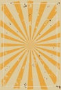 Retro Grunge Groovy Poster Template With Rays And Abrasions. Vector Lofi Illustration