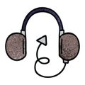 retro grunge texture cartoon retro headphone