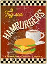 Retro hamburger restaurant or diner sign, Royalty Free Stock Photo