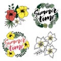 Retro hand drawn elements for Summer calligraphic designs. Vintage ornaments for Holidays Royalty Free Stock Photo