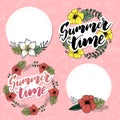 Retro hand drawn elements for Summer calligraphic designs. Vintage ornaments for Holidays Royalty Free Stock Photo