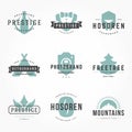 Retro Hand Drawn Logos Vector Templates Set. Hand Drawing Logos, Hand Drawn Icons, Hand Drawn Symbols Royalty Free Stock Photo