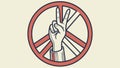 Retro Hand Peace Sign Vector Illustration, vector design Generative AI Royalty Free Stock Photo