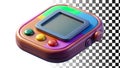 Retro handheld game, vintage portable console png transparent image Generative AI