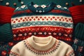 Retro handmade Christmas sweater knit texture. Generative AI