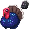 Retro handmade soft toy turkey. Vector bird