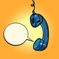 Retro handset. comic bubble