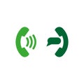 Retro handset phone green icons. Business concept. Vector illustration. Royalty Free Stock Photo