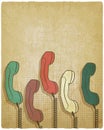 Retro handset on vintage background