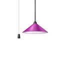 Retro hanging lamp in purple design with black and white cord switch