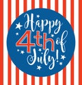 Retro Happy 4th of July typography design
