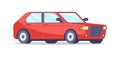 Retro hatchback car isometric vector illustration. Vintage passenger automobile for city moving