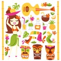 Retro Hawaiian Luau Party Set Royalty Free Stock Photo