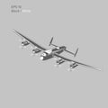 Retro heavy bomber vector illusration. Vintage aircraft