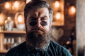 Retro hipster man. Vintage stylish bearded man in retro glasess. Fashion portrait of bearded man. Hipster guy looking Royalty Free Stock Photo